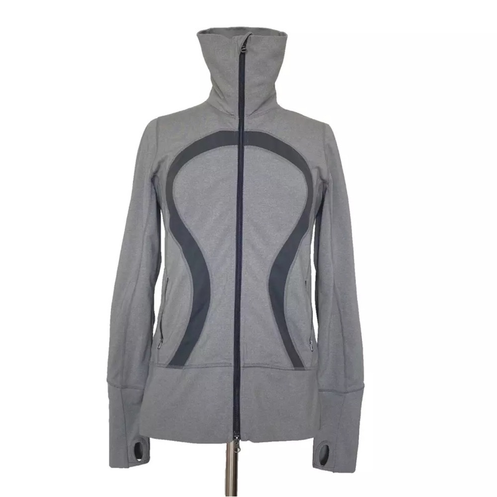 Lululemon In Stride Jacket Full Zip Gray Thumbholes Size 8?